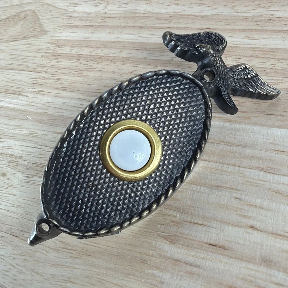 Vintage Cast Metal Eagle Doorbell Cover Federal Style Americana Entry Hardware